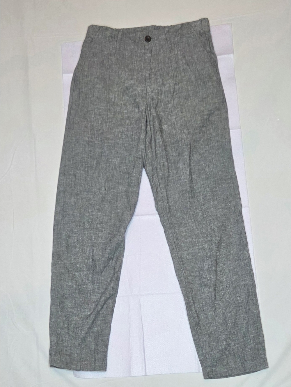 Uniqlo Women's Grey Linen Cotton Blend Tapered Ankle Pants Size XS EUC